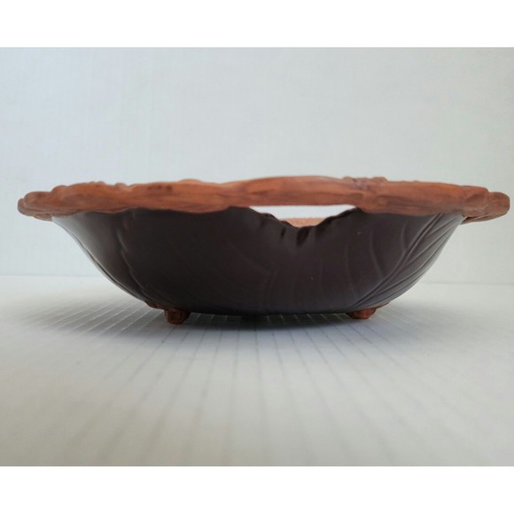 Vintage Claire Burke Pottery Bowl Brown Footed Terra Cotta Clay Partially Glazed - Picture 4 of 6